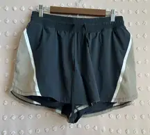 Abercrombie & Fitch YPB motionTEK Color Block Athletic Shorts Sz L Black Brown