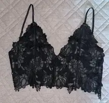 Black floral leather corset top