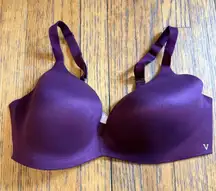 Victoria's Secret Bra Womens 38D Purple Lined Demi T-Shirt Smooth Seamless Logo