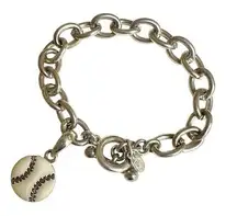 Cookie Lee silver tone link baseball charm bracelet