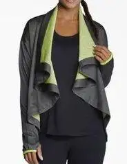 Burnside Grey Neon Green Open Front Cardigan Jacket sz small.