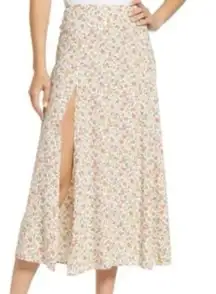 Fall autumn ditsy floral slit midi maxi skirt