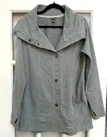 Eddie Bauer | Outdoors Blue Grey Stripe Snap Button Down Jacket Size L Large