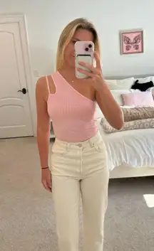 Pink One Shoulder Top 