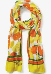RARE Cabi Limited Edition La Dolce Vida Scarf Lemon Oranges Artsy Colorful Soft