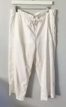 Eddie Bauer White Linen Cotton Blend Pull On Pants