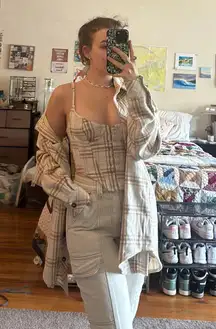 Flannel and Bustier Top Set