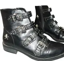 Madden studleyy studio black studded leather buckle boots re vamped!!