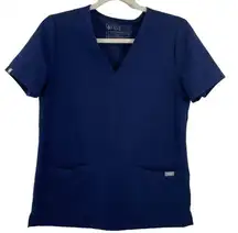 FIGS  Technical Collection Two-Pocket Scrub Top Navy Blue Size SMALL