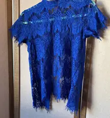 Royal Blue Lace eyelash trim cover up small NWOT