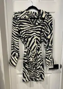 Navy Blue Zebra Print Dress