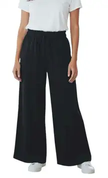 Express Black High Waisted Paperbag Wide Leg Black Knit Sweatpants Size Large