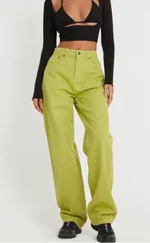 NWT Motel Rocks 90’s Wide Leg Parallel Jeans in Green Oasis XS