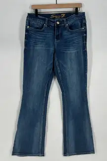Seven7 Boot Cut Jeans Womens 12 Blue Denim Cotton Stretch Mid Rise Embellish