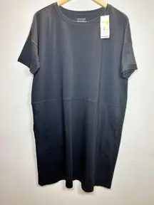 Eileen Fisher Women's Our Signature Size M Black Organic Cotton Jersey Dress NWT