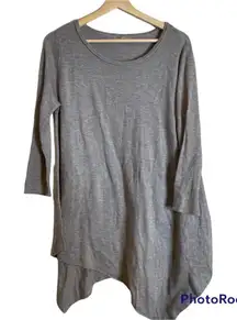 JOAN VASS‎ Studio Small Grey Asymmetrical Long Sweater Tunic Cashmere Blend