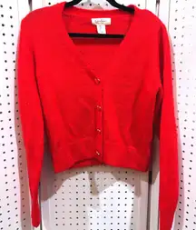 Jessica Simpson Red Heart Button V Neck Cardigan Sweater