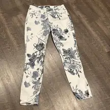 Nine West Nine W. cigarette skinny ankle jeans navy floral print