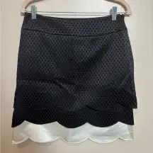 Ectetera‎ Womens Skirt Tiered Scalloped Ruffle Black White Unique Print Size 4