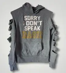 Grey Cut Out Sleeve Hoodie 