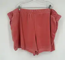 Ava Viv Coral Pink Velour Shorts Pull On Pockets Stretch Elastic Waist Size 4X