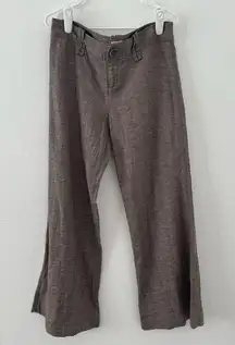 Free People  Taupe Brown Woven Linen Blend Slouchy Wide Leg Trouser Pants Size 8