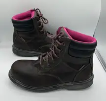 Women's Brahma Steel Toe Brown Leather Work Boots 8