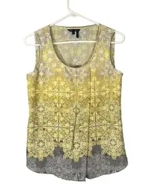 Nic + Zoe Yellow Multicolor Paisley Floral Sleeveless Blouse Women Sz S