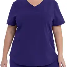 Antimicrobial Premium Ultimate Mock Wrap Scrub Top Eggplant Purple 2X