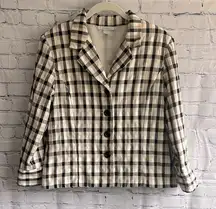 Dressbarn Black‎ and Tan Plaid Women's Button up Jacket Size Large