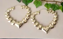 18k Gold Filled XL Hearts Heart Hoop Earrings