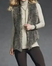 CAbi Shaggy Faux Fur Alpaca Mohair Knit Open Front Vest Size Medium Style # 180