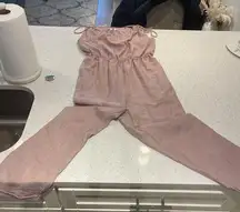 Linen Pink Jumpsuit With Belt