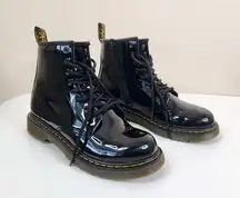 Dr. Martens Boots Womens 5 Black Patent Leather Lace Up Combat 1460