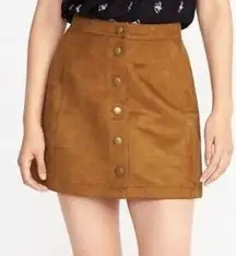 Old Navy Faux Suede Chocolate Brown Snap Front Mini Skirt Fits like US 14