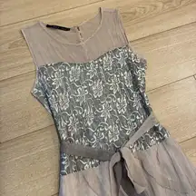 Black by Komarov Lace Ombré Tiered Sleeveless Maxi Formal Dress Size L