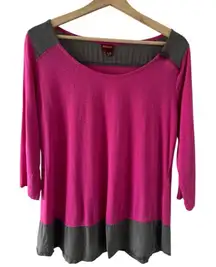 Vintage Merona Pink Top XL Colorblock Y2K lightweight layer chic fuschia gray
