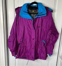 Vintage Solstice hooded microshed nylon purple ski windbreaker jacket large