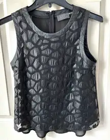 ASTR  sleeveless black tank top with faux leather animal print