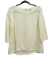 Soft Surroundings Shirt Ivory Feminine Tunic Linen Flowy Blouse Size Small