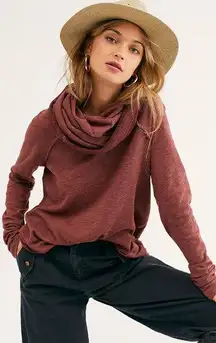 Free People  Beach Cocoon Cowl Pullover Terracota Wine Size Med/Large