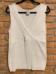 Old Navy Sweater Tank‎ Women's Size XL White Ribbed Sleeveless Perfect Fit Y2K