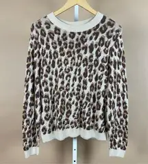 a new day Size Large Leopard Print Crewneck Sweater Animal Print Neutral Slouchy