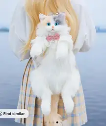 Chongker Backpack Stuffed Animal White Light Calico Cat Plush Bag NEW TikTok