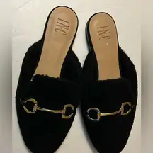 INC Women's black Faux-Shearling Mules size 9