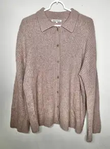 Reformation Fantino Cashmere Collared Cardigan Pullover Sweater Size Large