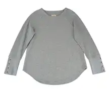 Chaser Thermal Waffle Knit Long Sleeve Shirt Crewneck Top Women's XL Round Hem‎