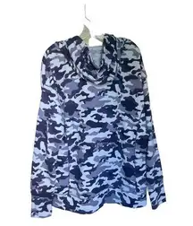 NWT Fabletics Full Zip Hoodie Jacket Camo Blue Size M