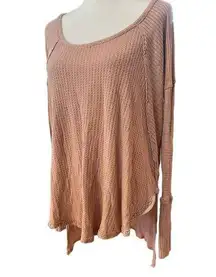 free people ventura long sleeve waffle knit boho top size M