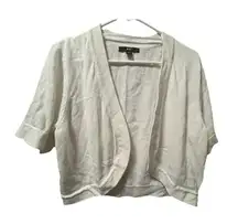 R&K Cream‎ Short Sleeve Open Front Knit Cropped Cardigan Sweater Shrug Large